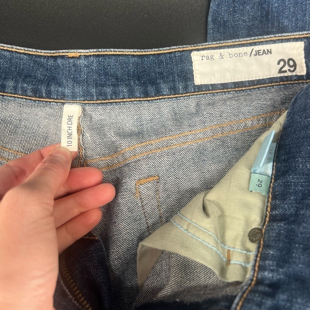 Rag & Bone 10 Inch Dre Denim Jeans In Bainbridge Wash Raw Hem Frayed Ankle 29 - Picture 6 of 11